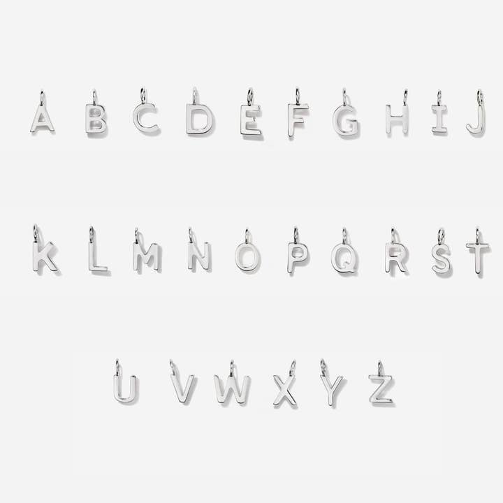 Uppercase Initial Letter Silver Charm for wholesale by Little Sky Stone