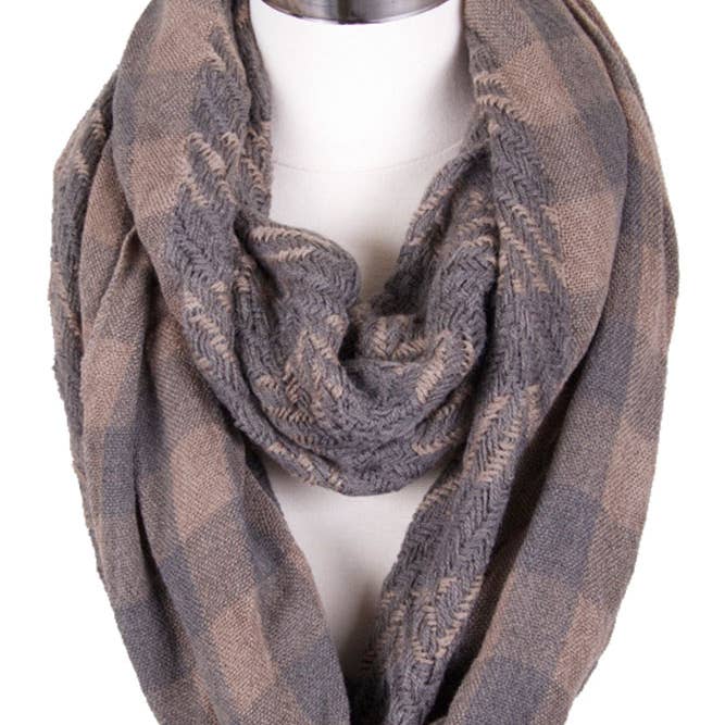 Hana - Wholesale Scarf - Women's - Plaid and Mixed Pattern Winter Infinity Scarf