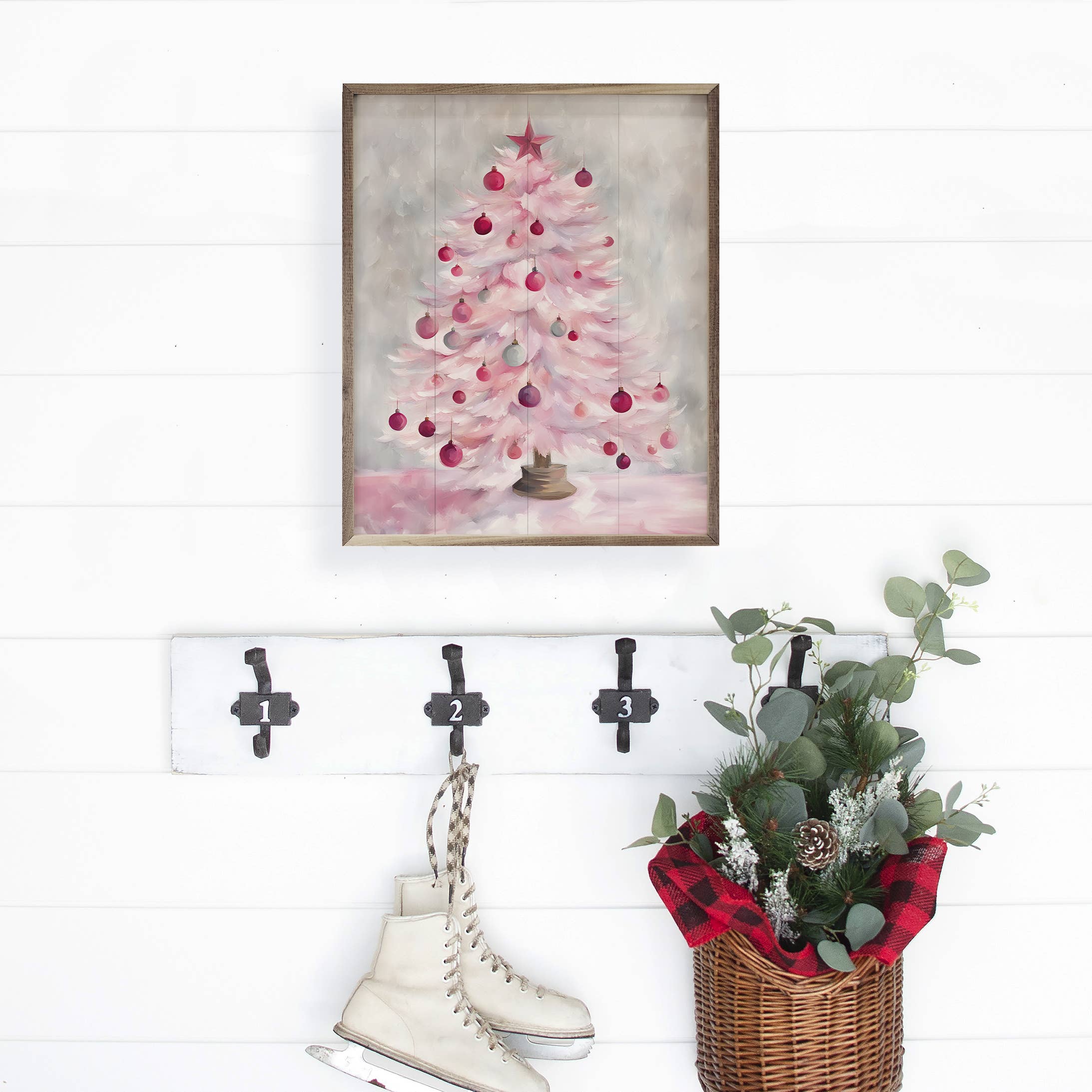 Kendrick Home - Wholesale Christmas Wall Art - Pink Christmas Tree2