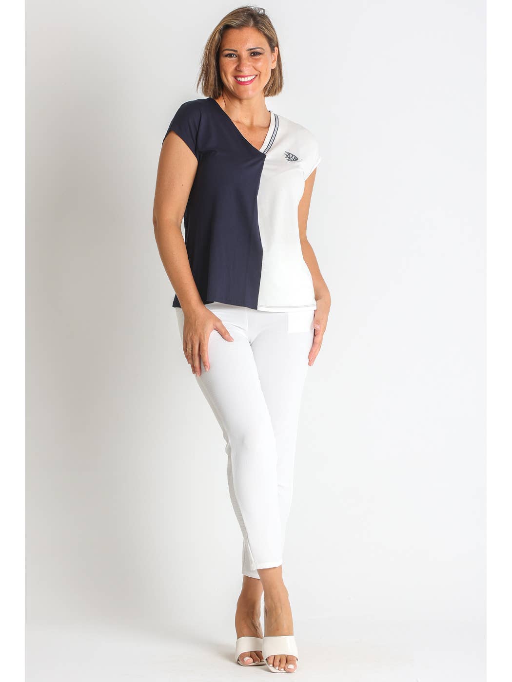 UNIQUE 3675140 - BICOLOR VISCOSE FRONT T-SHIRT for wholesale on Faire