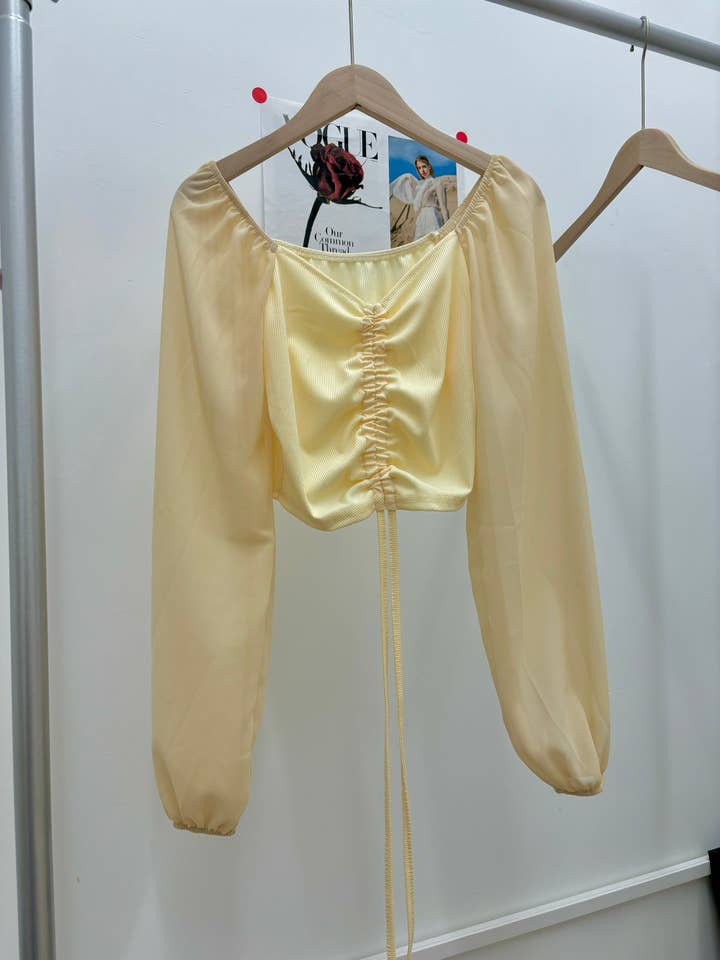 safistyle - Wholesale Blouse - Women's - Ruched Long Sleeve Crop Top13