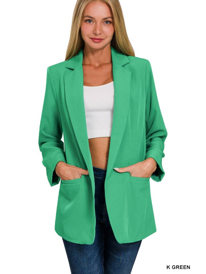 42POPS – Blazer - Mulher por atacado – .. SI-24179 Blazer clássico de manga comprida de manga comprida e frente aberta com li6