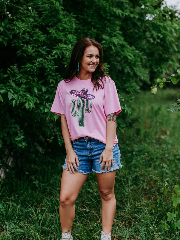 Pink MK413 Shiny Saguaro SS Tee for wholesale on Faire0