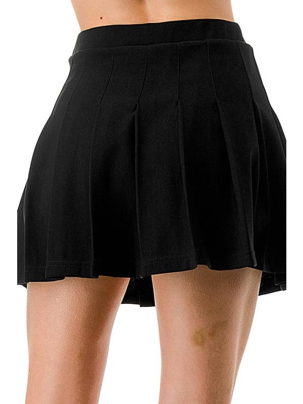 Black SCU09CX-PLUS PLUS SIZE PLEATED MINI SKIRT WITH SKORT for wholesale on Faire7