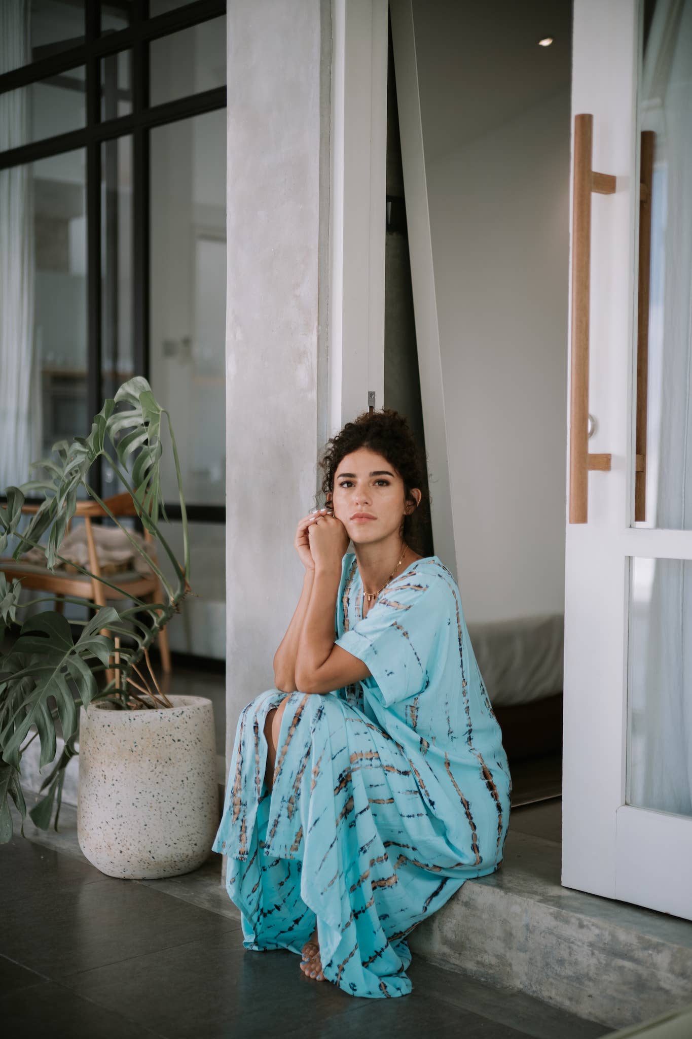 Mahisi - Wholesale Dress - Women's - Maxi Dress Hand Dyed in Turquoise1