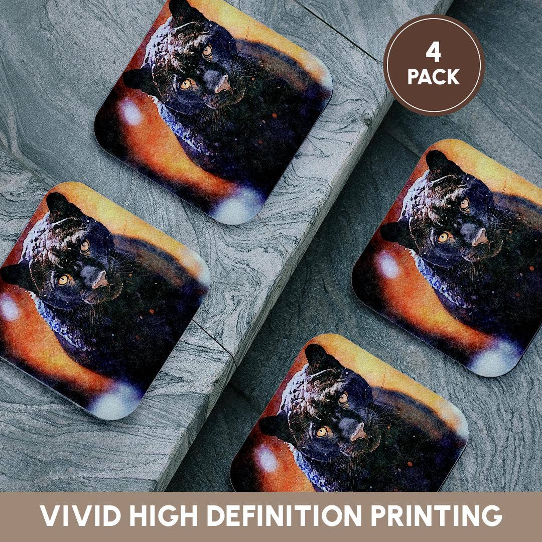 3dRose - Wholesale Coasters - 3dRose, Panther With Snow On His Head Image Of Watercolor Painting, Coaster12