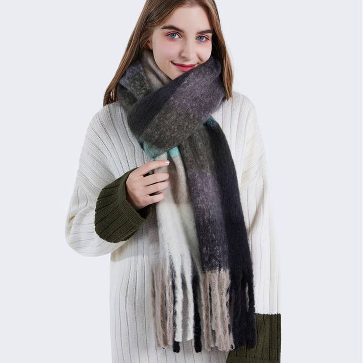 ACCITY - Wholesale Scarf - Women's - olorful Mohair Checkered Scarf - Thick Wrap_CWASC01677