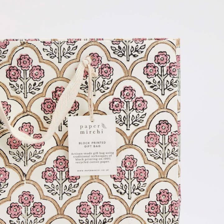 Paper Mirchi – wholesale Gift bag – Hand Block Printed Gift Bags (Medium) - Pink Earth7
