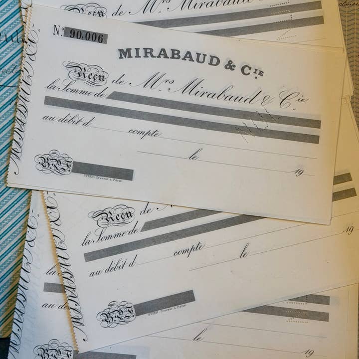 Antique Blank Checks from France in Sets of 5 for wholesale by Monahan Papers