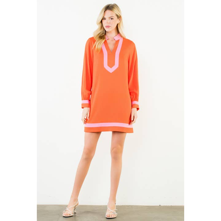 Långärmad klänning med färgblock för wholesale av THML