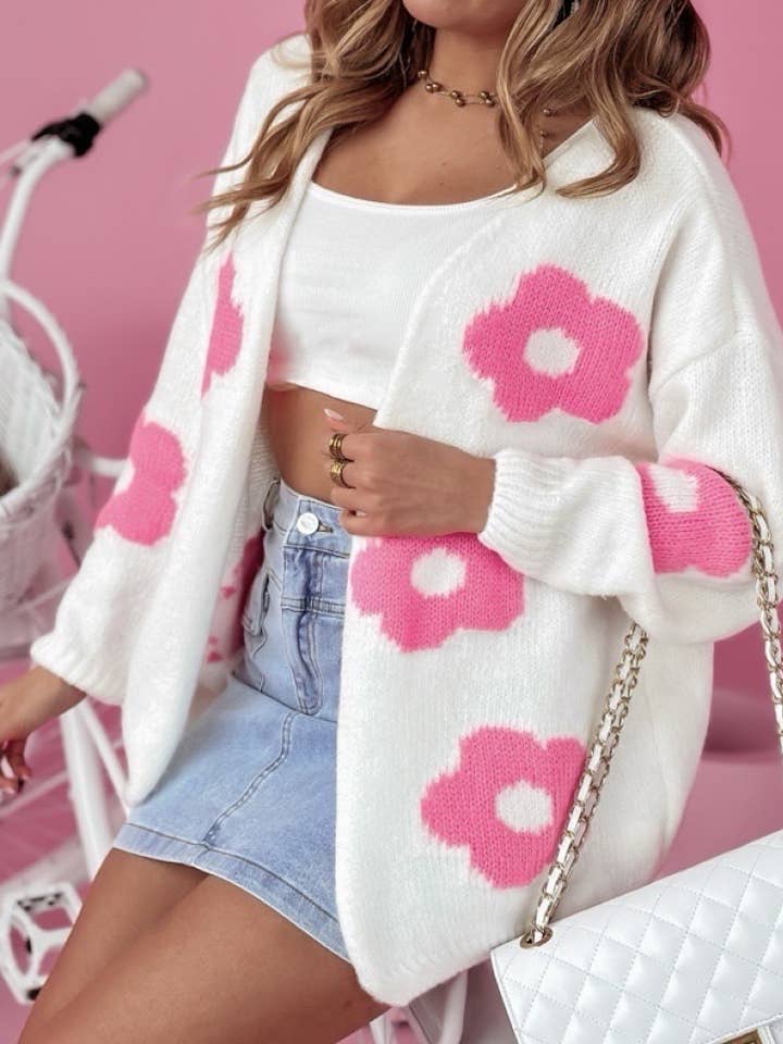 Flower pattern knitted vest - 87156 for wholesale by ESTEE BROWN