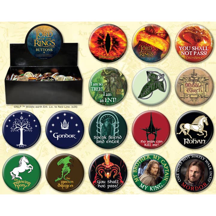 Ata-Boy - Wholesale Lapel Pin/Button - LOTR 144 Piece Button Assortment