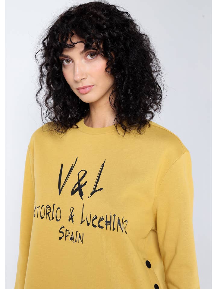 PAUSANT SHOP ONLINE - Venta al por mayor Sudadera estampada - Mujer - V&LUCCHINO - Sudadera grain print con cuello caja