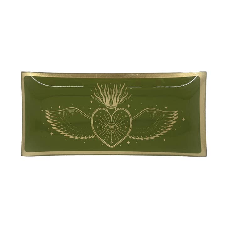 Rektangulär ex-voto-bricka grön L21,2 B10,2 H1,2cm för wholesale av Opjet Paris