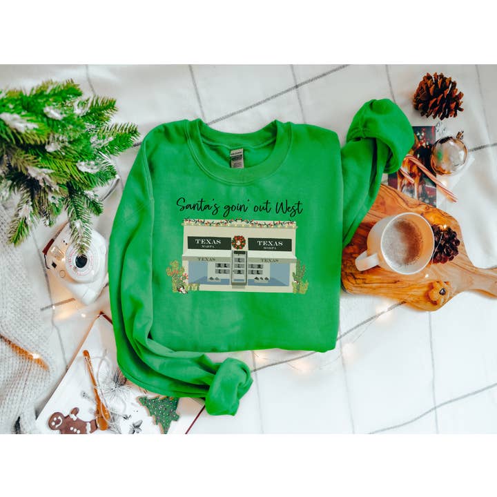 Hank & Scoot - Wholesale Graphic Sweatshirt - Women's - Santa's Going out West Sweatshirt