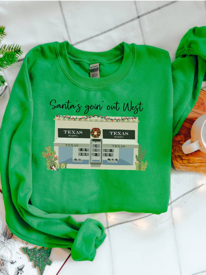 Santa's Going out West Sweatshirt for wholesale by Hank & Scoot
