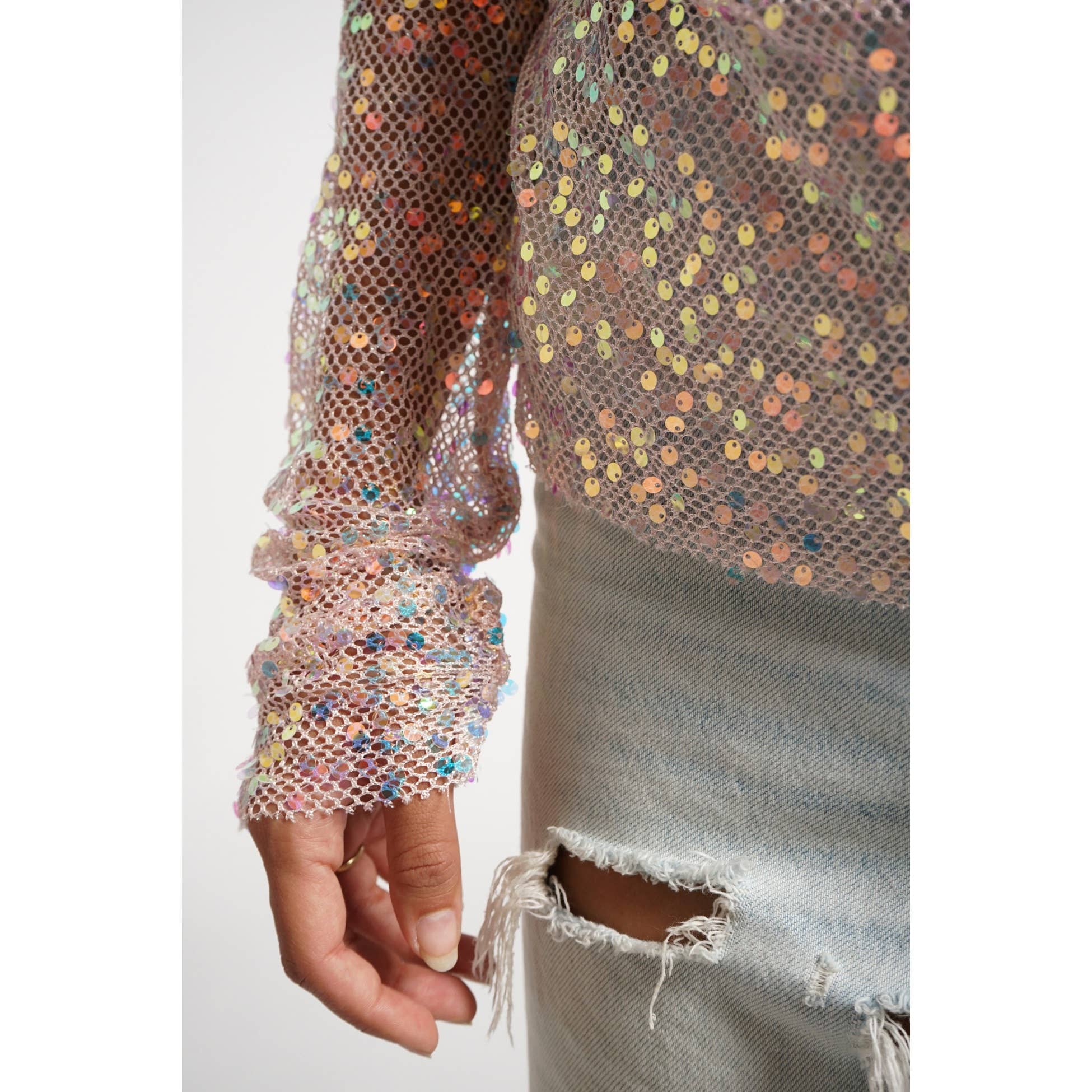 Sans Souci - Wholesale Knit Top - Women's - SEQUIN FISHNET TOP7