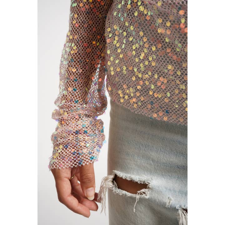 Sans Souci - Wholesale Knit Top - Women's - SEQUIN FISHNET TOP7