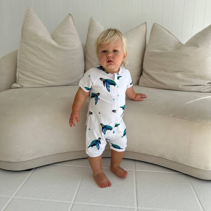 Anchor & Arrow - Wholesale Jumpsuit – Baby - SAMPLE Short Romper - Sea Turtle4