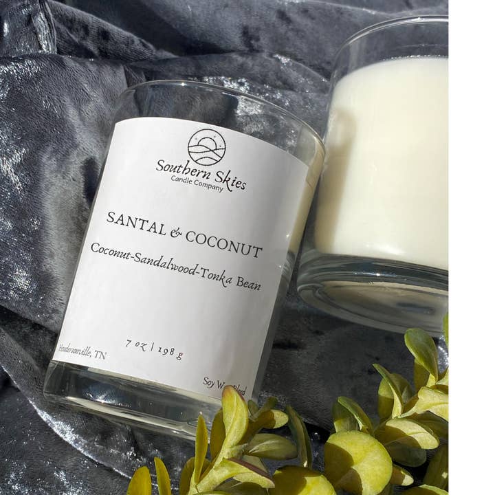 Santal och kokosnöt Soja Ljus för wholesale av Southern Skies Candle Company