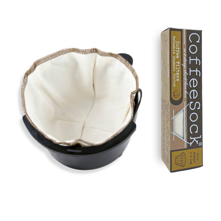 Reusable Organic Cotton Coffee Filters - Basket 3-6 cup for wholesale by CoffeeSock