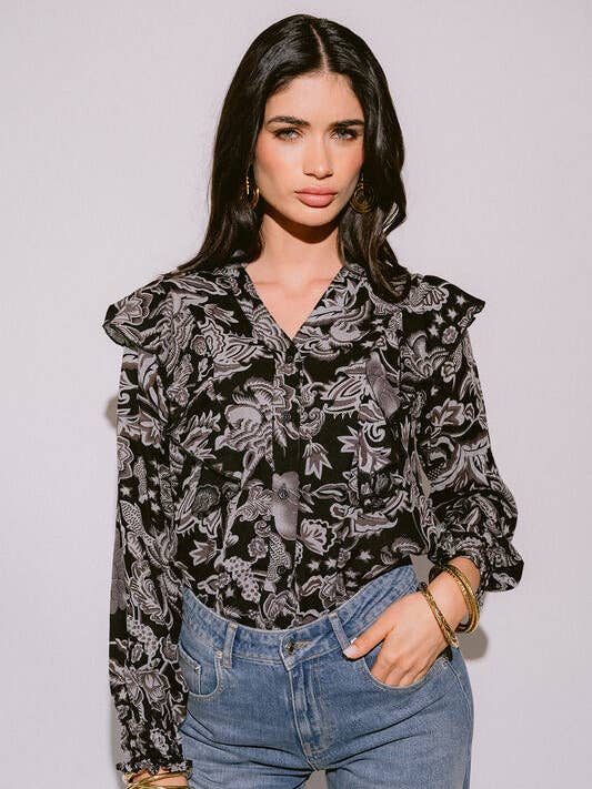 VERONA BLACK & WHITE BLOUSE for wholesale by Piti Cuiti