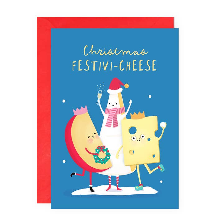 Funny Christmas Card - Cheese Board - UK Designed for wholesale by Painted Parasol Studio