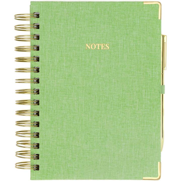 Spiral Fabric Notebook With Pen - Green for wholesale by Elyn