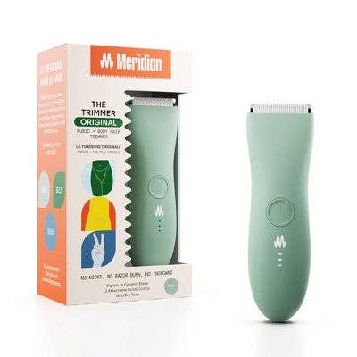 Meridian Trimmer Original Pubic & Body Hair Trimmer for Men & Women, Below-the-Belt Groomer, Ball Trimmer, Bikini Trimmer - Sage for wholesale by This is Beauty