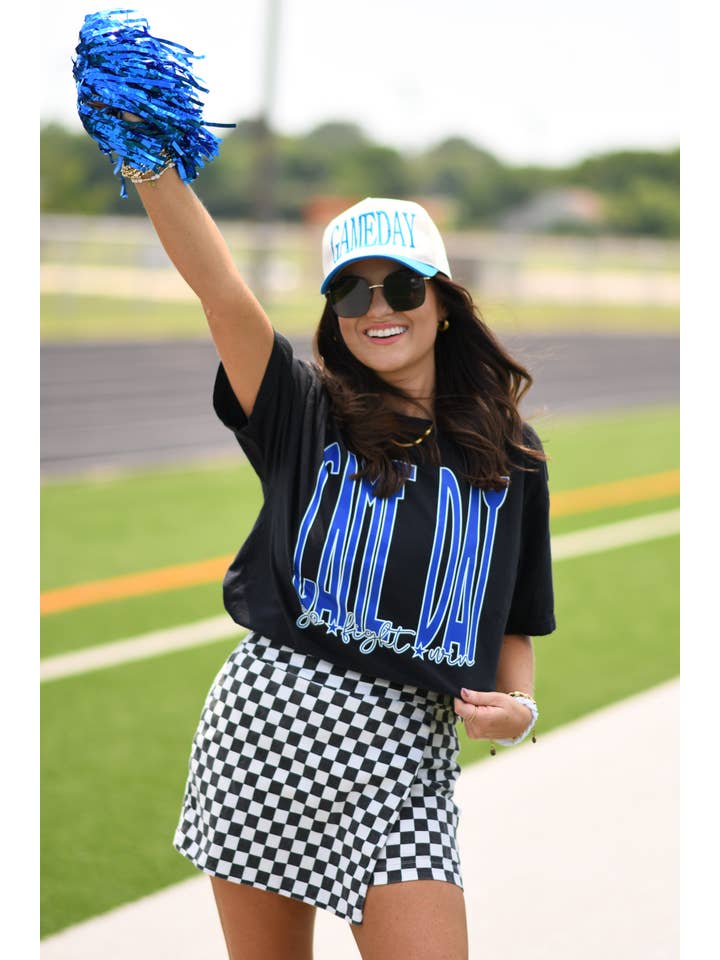 Black Game Day Go Fight Win Royal Blue for wholesale on Faire2