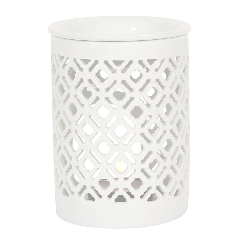 Something Different Wholesale - Wholesale Wax Warmer - White Matte Lattice Cut Oil Burner and Wax Warmer2