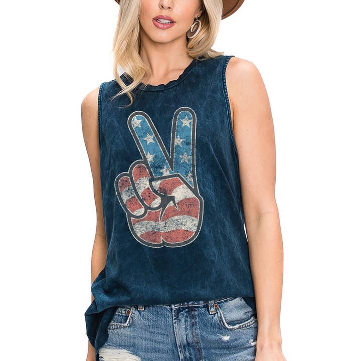 CAMISETA SIN MANGAS CON ESTAMPADO UNITED PEACE para venta al por mayor de HRTandLUV