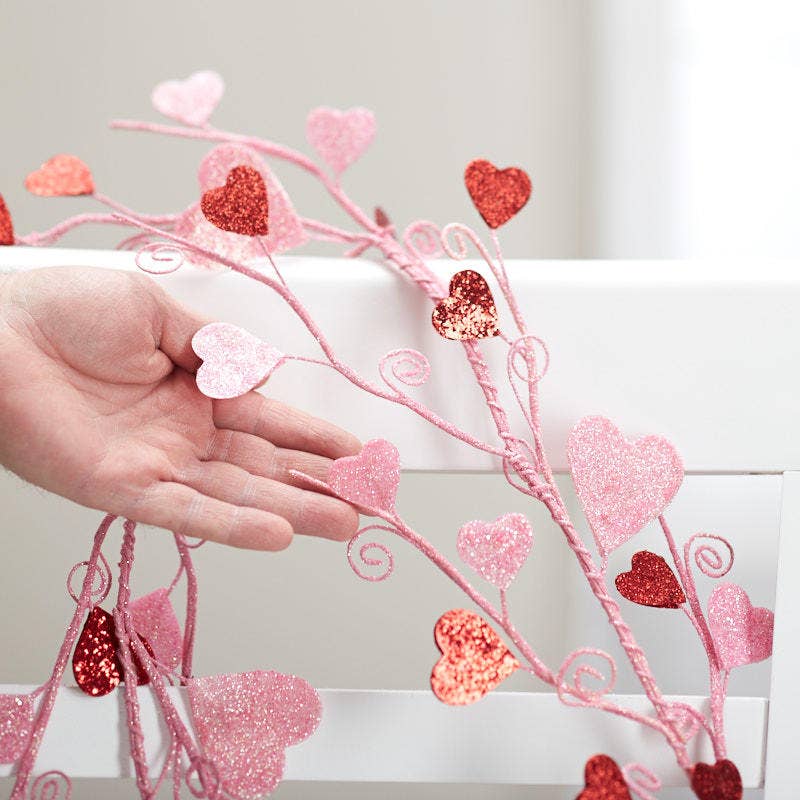 Factory Direct Craft - Vendita all'ingrosso Fiori finti - Ghirlanda di cuori rossi e rosa da 122 cm per San Valentino2