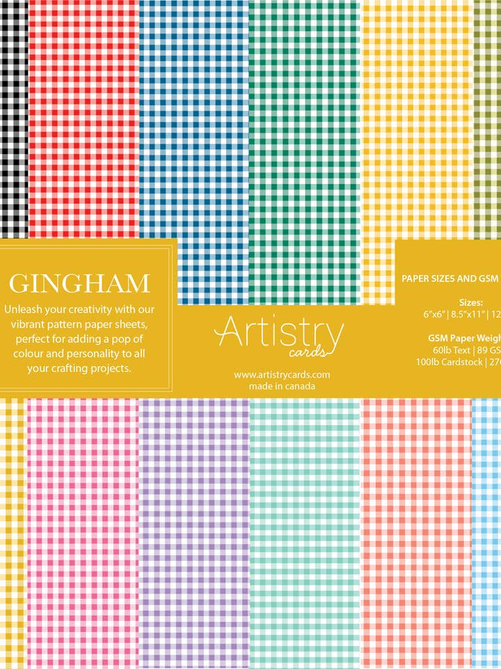 Papier de scrapbooking Gingham : 24 ou 12 feuilles pour la vente par Artistry Cards