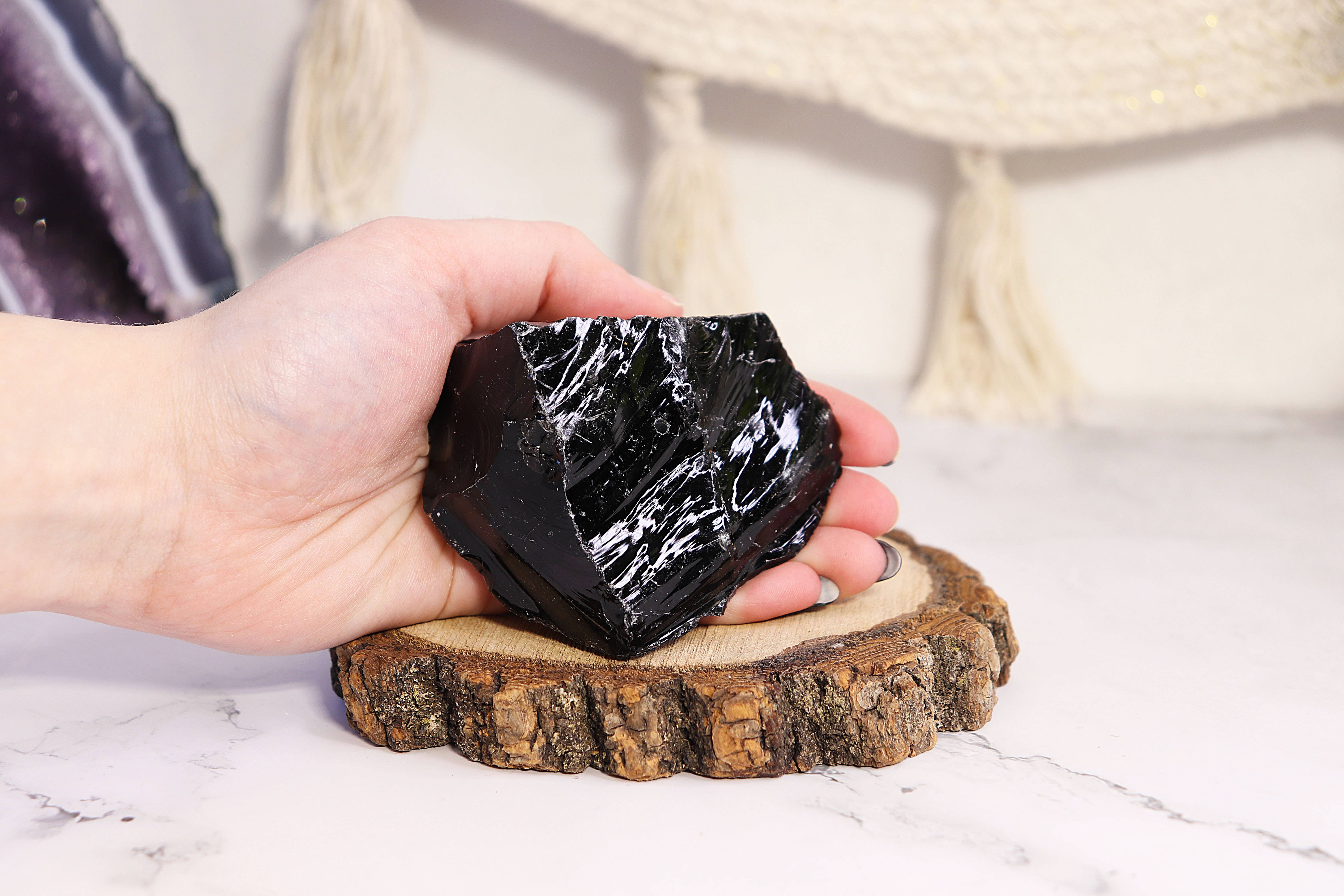 Natures Artifacts Inc – Porta-incenso por atacado – Suporte de vara obsidiana preta - Incenso Obsidiano Preto9