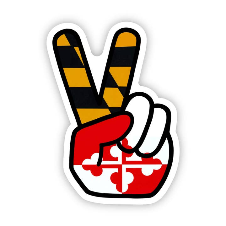 Maryland State Flag Peace Fingers Sticker voor wholesale door Jones Sticker Co