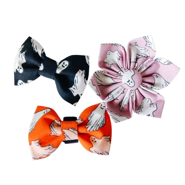 Ghosts (Glow in the Dark) Cat Bow Tie and Collar Flower for wholesale by Charlotte's Pet