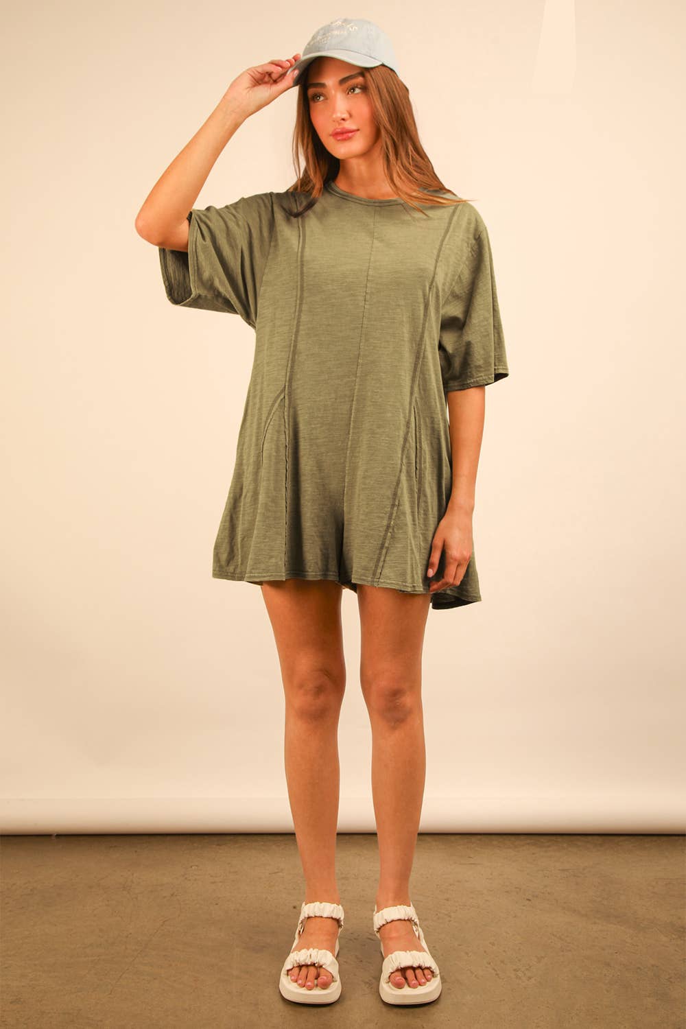 VERY J - Wholesale Romper - Women's - NP70727-Mineral Washed Oversized Knit Comfy Romper15