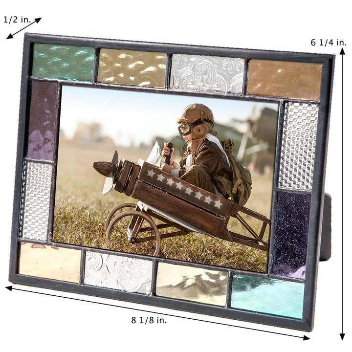 J Devlin Glass Art & Bert Anderson Collection - Wholesale Picture Frame - Pic 386 Multi Colored Glass - Easel Back Frame1