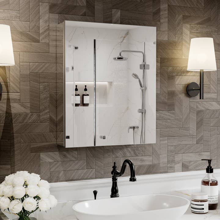 Medicine Cabinet 20x24" Recessed or Surface Mount Mirror for wholesale by Brio Lighting