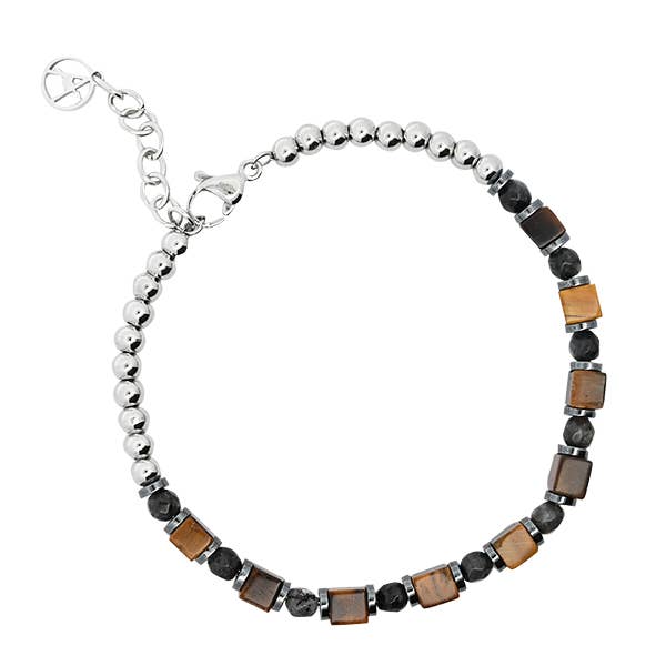 MEN'S BRACELET WITH STONE BEADS AND SPHERES for wholesale by AMORINO SRL