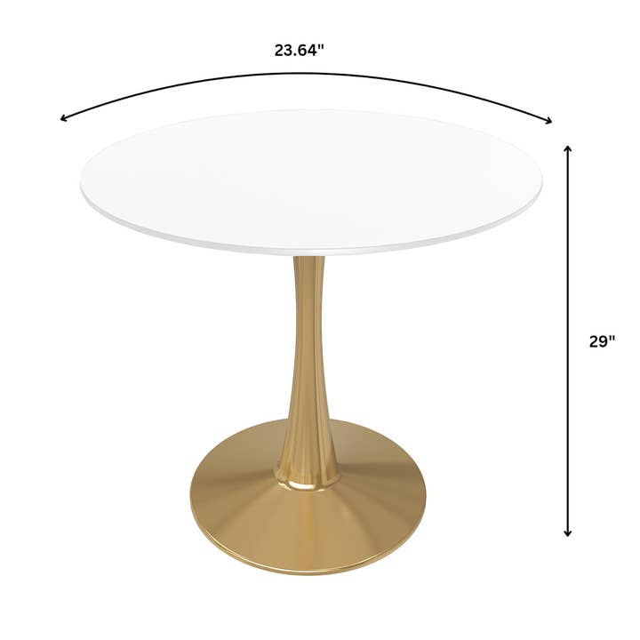 LeisureMod - Wholesale Side Table - Bristol Round Dining Table with MDF Wood Top and Gold Base16