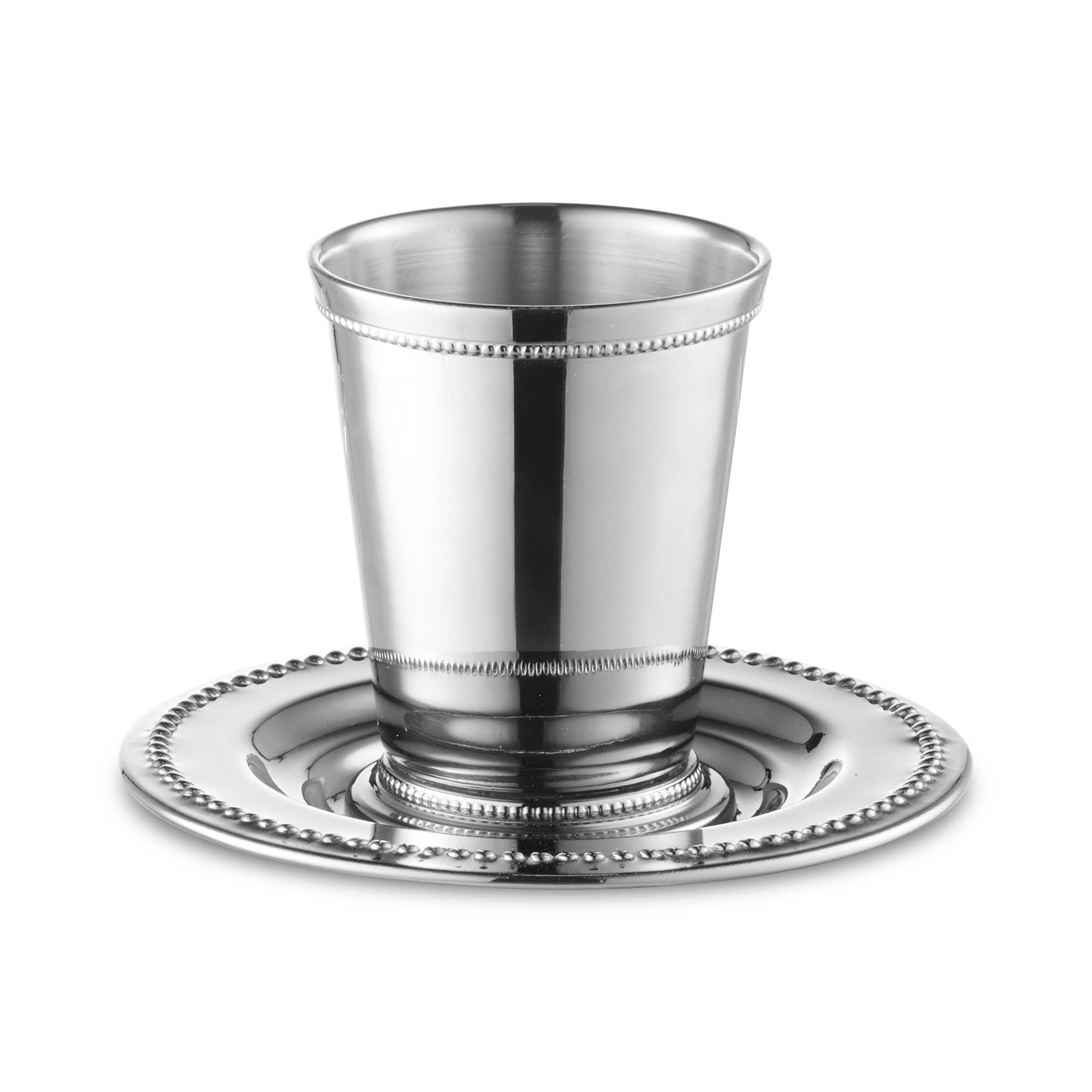 A&M Judaica And Gifts - Wholesale Decorative Plate/Dish/Bowl - Kiddush Cup nickel-plated Beaded w/ tray