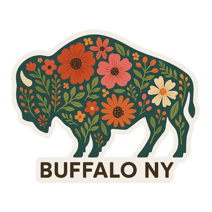 Buffalo Floral Sticker 3" for wholesale by Christmas All Over