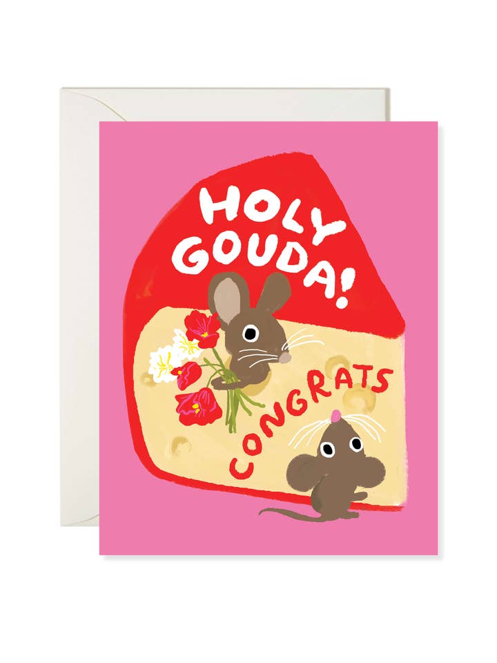 Holy Gouda Congrats Greeting Card – Funny Congrats Card for wholesale by Karen Schipper