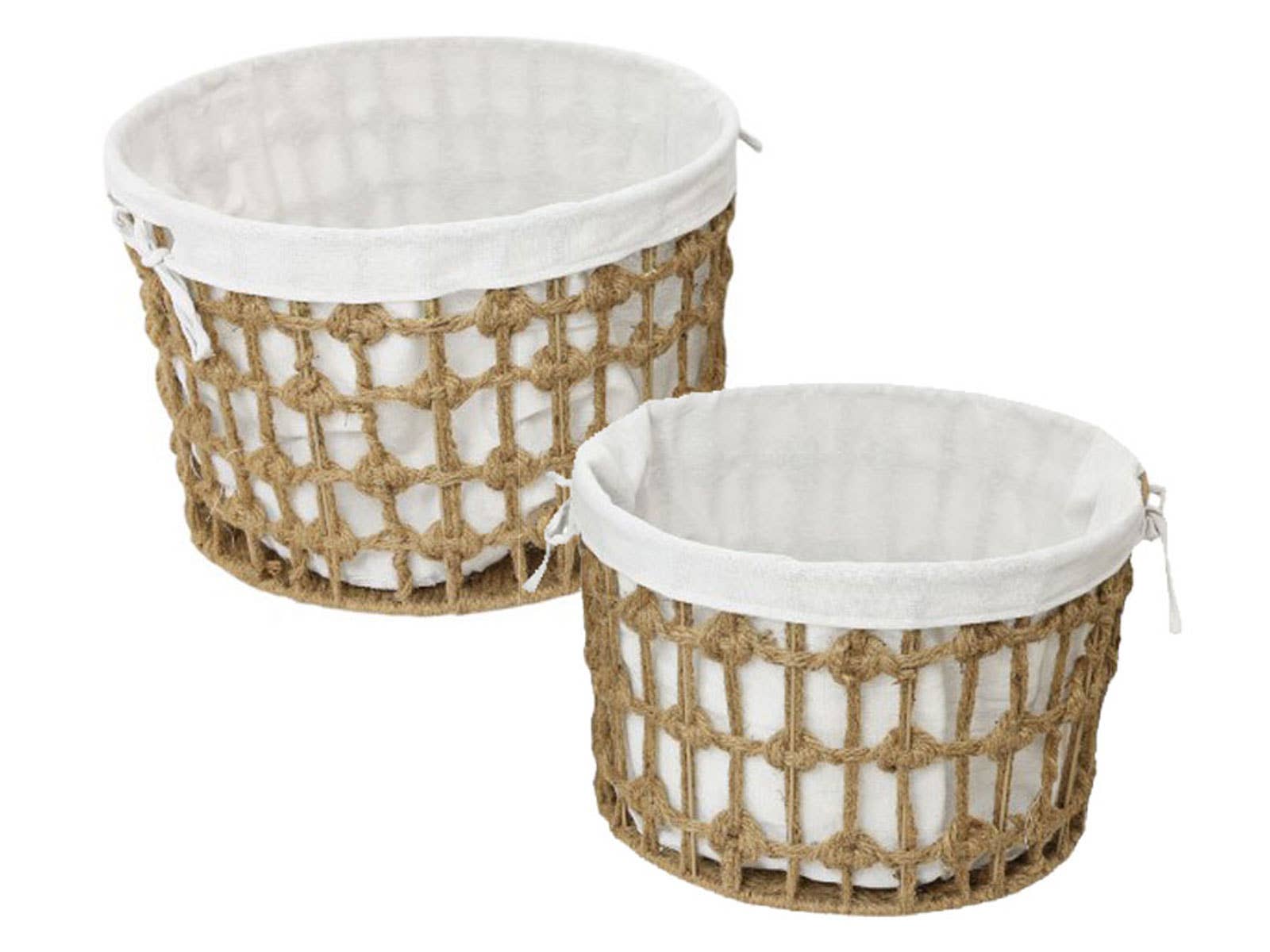 Cubby House by Malmar - Wholesale Decorative Figurine - Set Of 2 46cm White Jute Baskets0