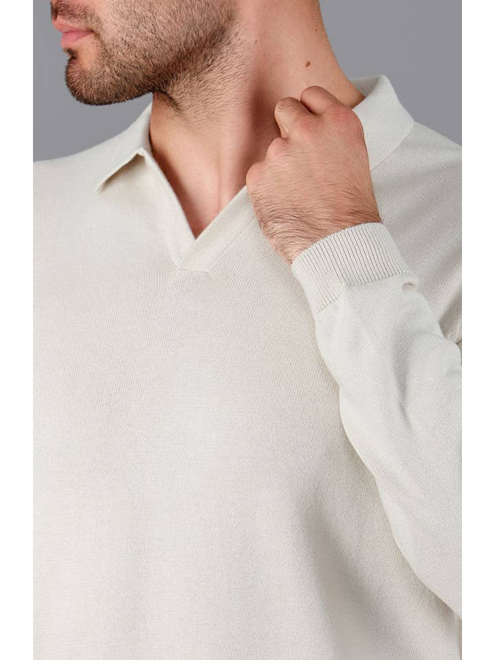 Paul James Knitwear - Wholesale Polo - Men's - Mens Lightweight Cotton Buttonless Polo Shirt