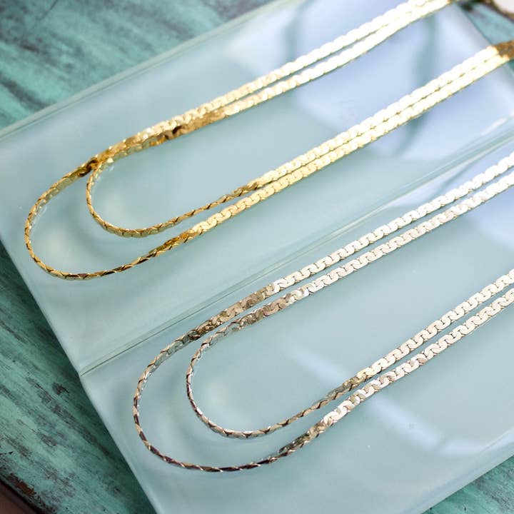 Herringbone Layered Necklace|Gold|Silver for wholesale by a.v. max