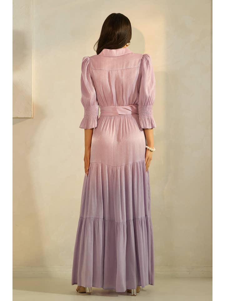 The Sang - Wholesale Dress - Women's - WAIST DETAIL HALF SLEEVED MAXI DRESS