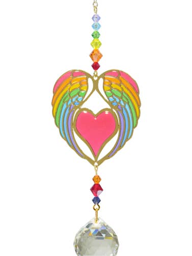 Crystal Dreams Angel Wing Heart - Regenboog voor wholesale door Wild Things Gifts Ltd